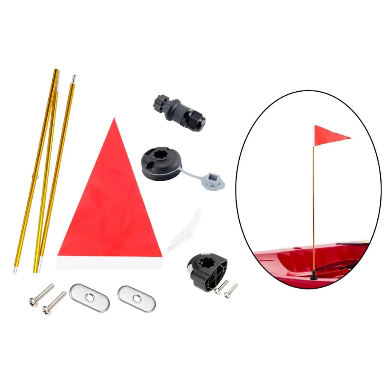 Kit de base de poste de liga de alumínio dobrável com bandeira segura para canoa de alta visibilidade para barco à prova d'água de caiaque