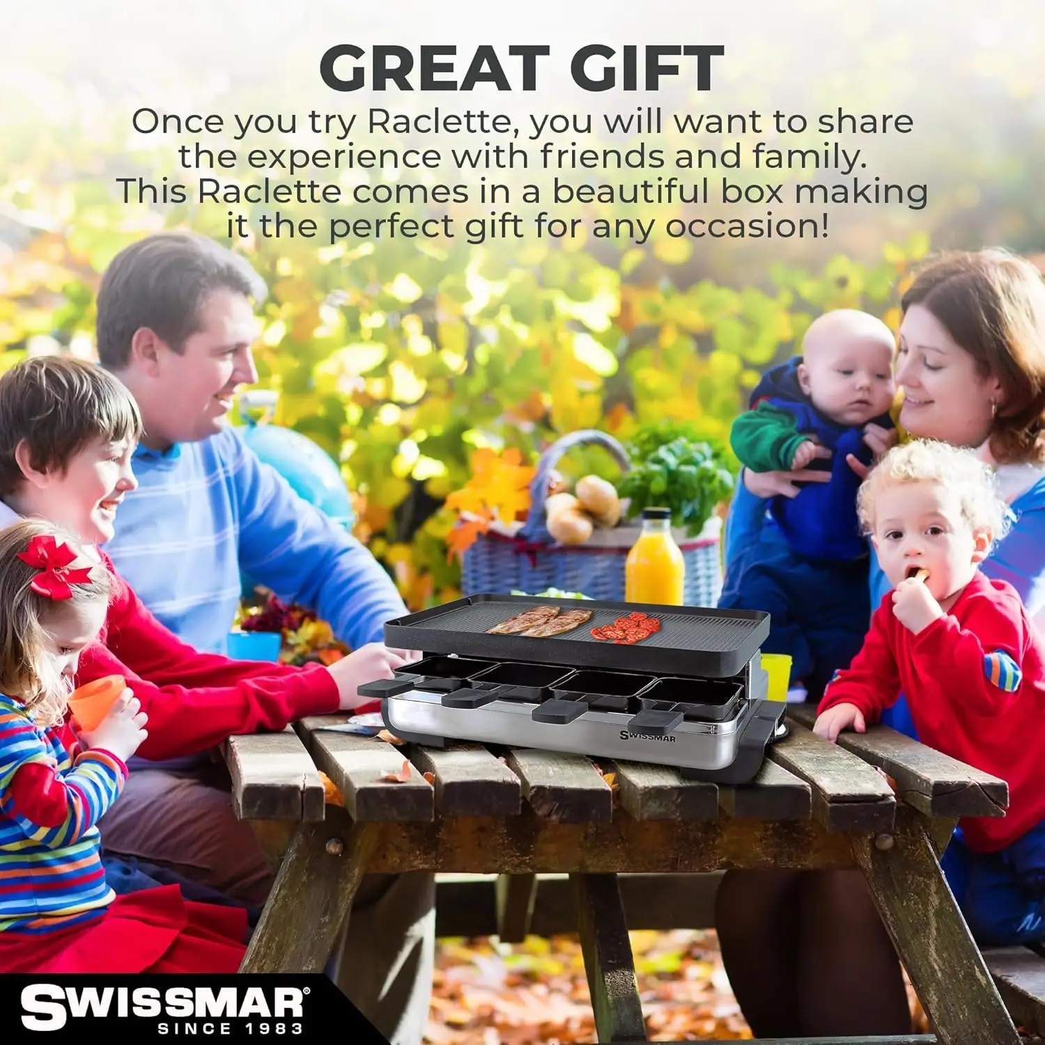 Parrilla clásica para fiesta de raclette con placa de parrilla antiadherente de aluminio fundido reversible/parte superior de crepé, parrilla de barbacoa eléctrica para exteriores e interiores,