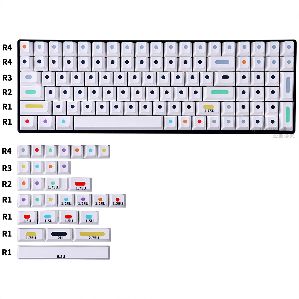 

GMK Dots polka-dot keycap white PBT thermal sublimation 130 key factory highly adapted mechanical keyboard 75/980