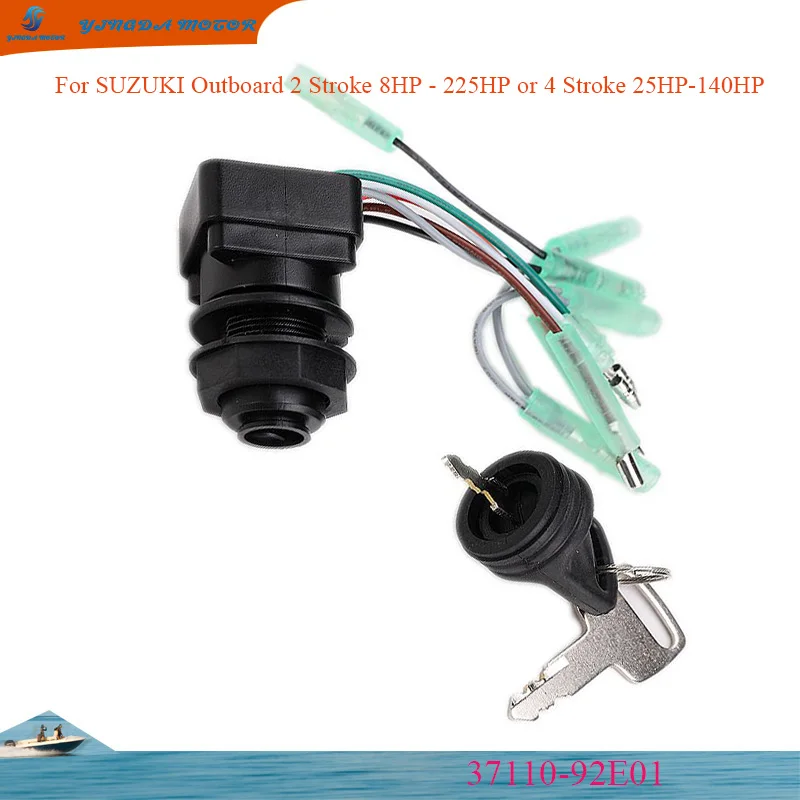 

37110-92E01 Ключ зажигания в сборе для подвесного двигателя Suzuki DT25-DT225 37110-99E00 Заменяет детали лодочного двигателя