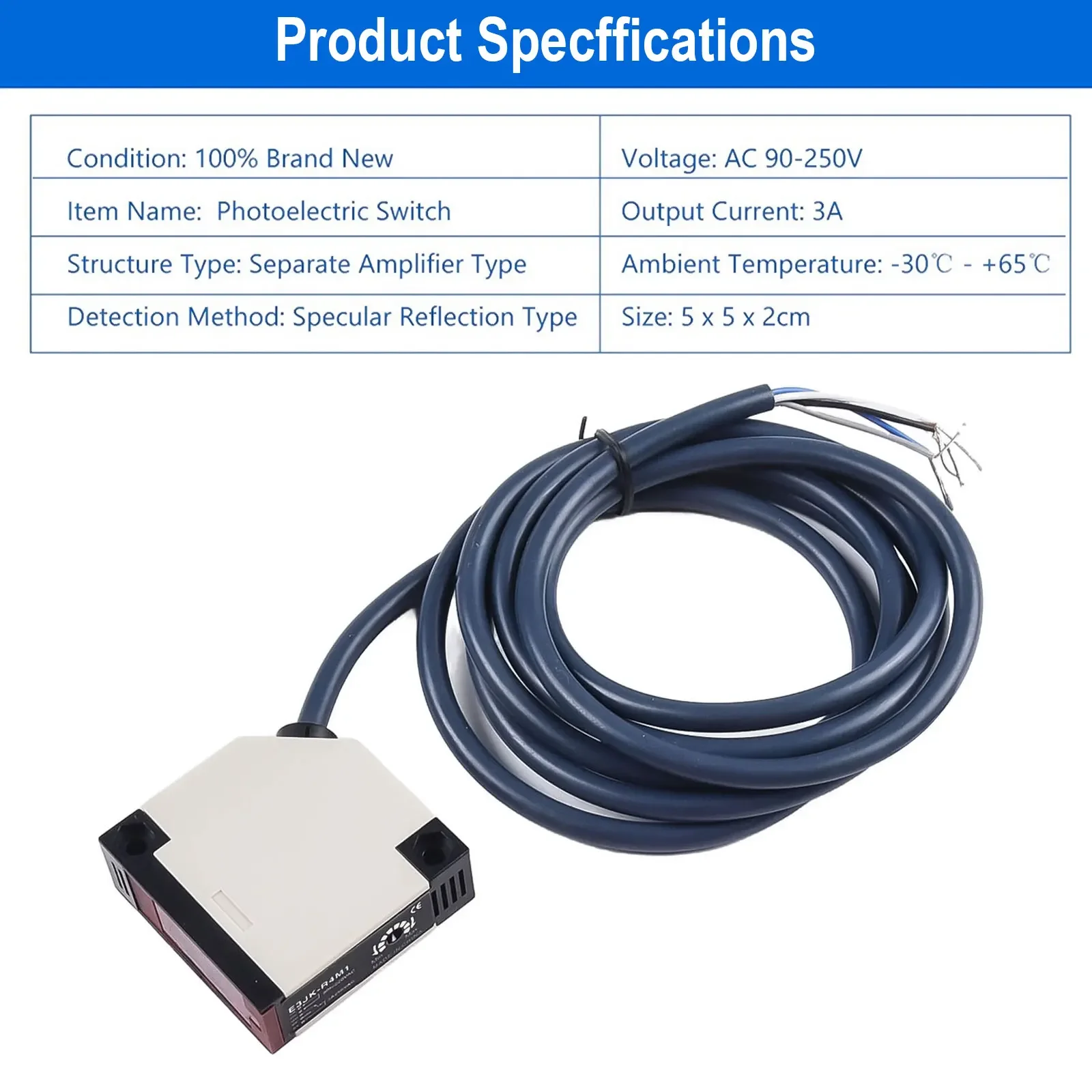 Efficient Specular Reflection Photoelectric AC90250V 3A E3JK R4M1 Sensor Switch Enhanced Resistance To Interference