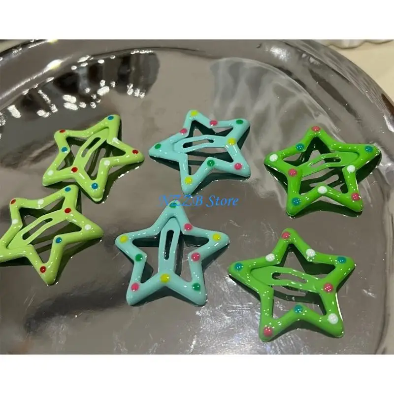 

T21F 6 Pack Hair Clip Hair Accessories Star Hairpin Star Hair Barrette Alloy Texture Hair Pins Gift for Children