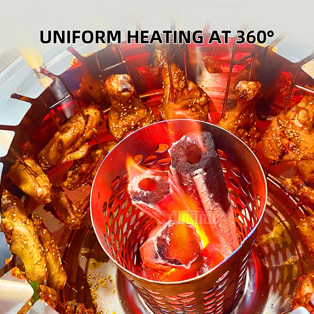 موقد أسياخ مشوي معلق بالفحم 28 سلاسل فرن جريل خارجي محمول بدون دخاني موقد شواء