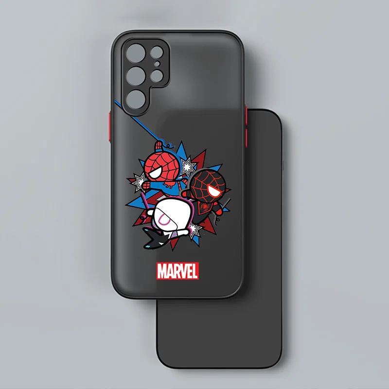 Marvel Anime Spiderman For Samsung S23 S22 S21 S20 S10 S9 Note 20 10 Ultra Plus FE Lite Frosted Translucent Phone Case