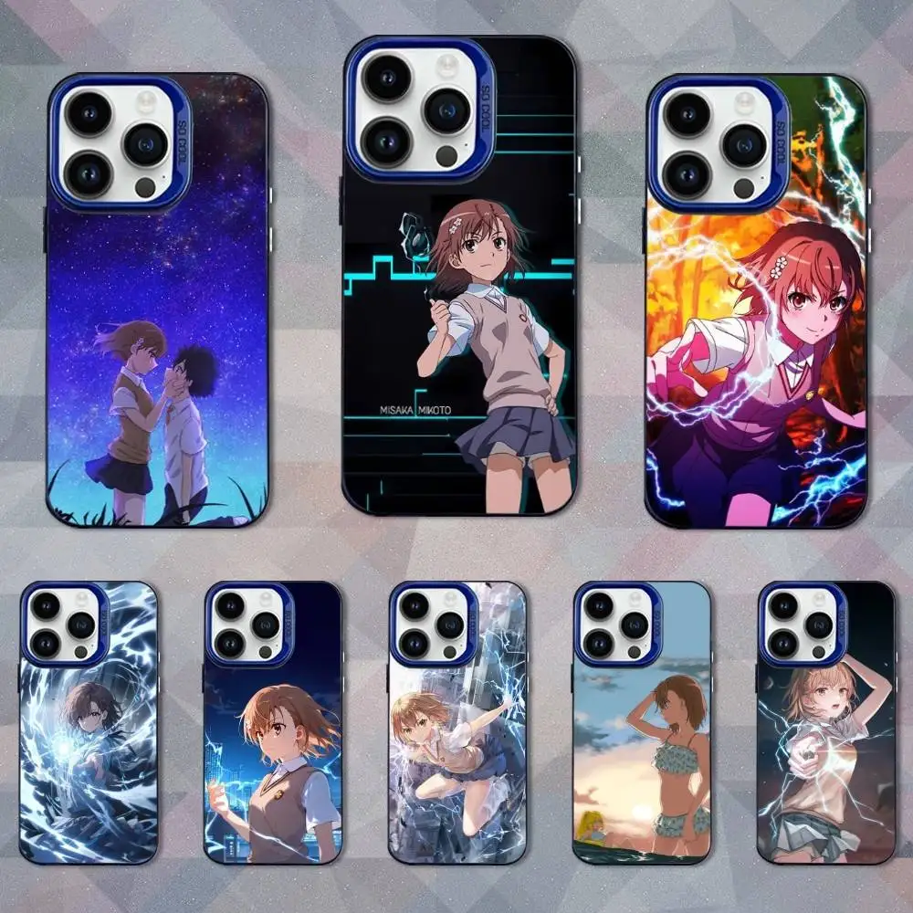 

Anime M-Misaka M-Mikoto Phone Case For iPhone 16,15,14,13,12,11,Mini,Pro,SE,XS,MAX Blue Matte Silicone Cover