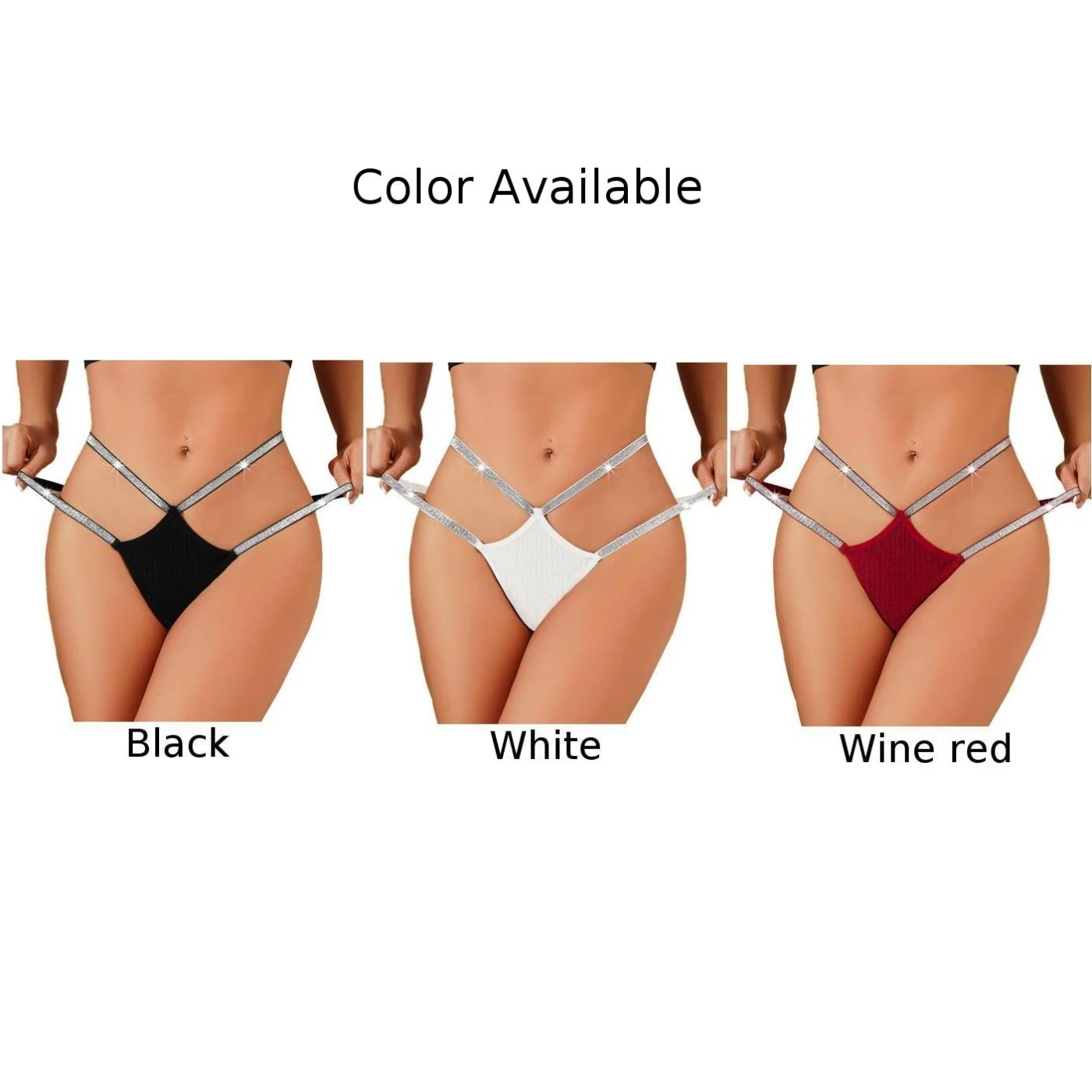 سراويل داخلية G String للنساء مزينة بأحجار الراين على طراز ثونغ مريحة لجميع المواسم مثالية للارتداء اليومي