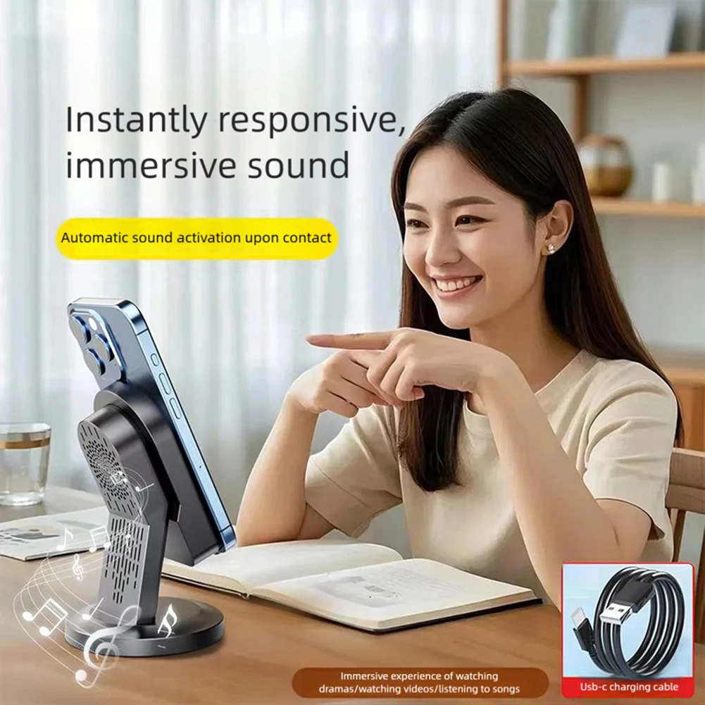 Dudukan Ponsel Dengan Speaker Bluetooth Nirkabel Speaker Nirkabel Portabel yang Kompatibel dengan Bluetooth Untuk Sebagian Besar Jenis Ponsel