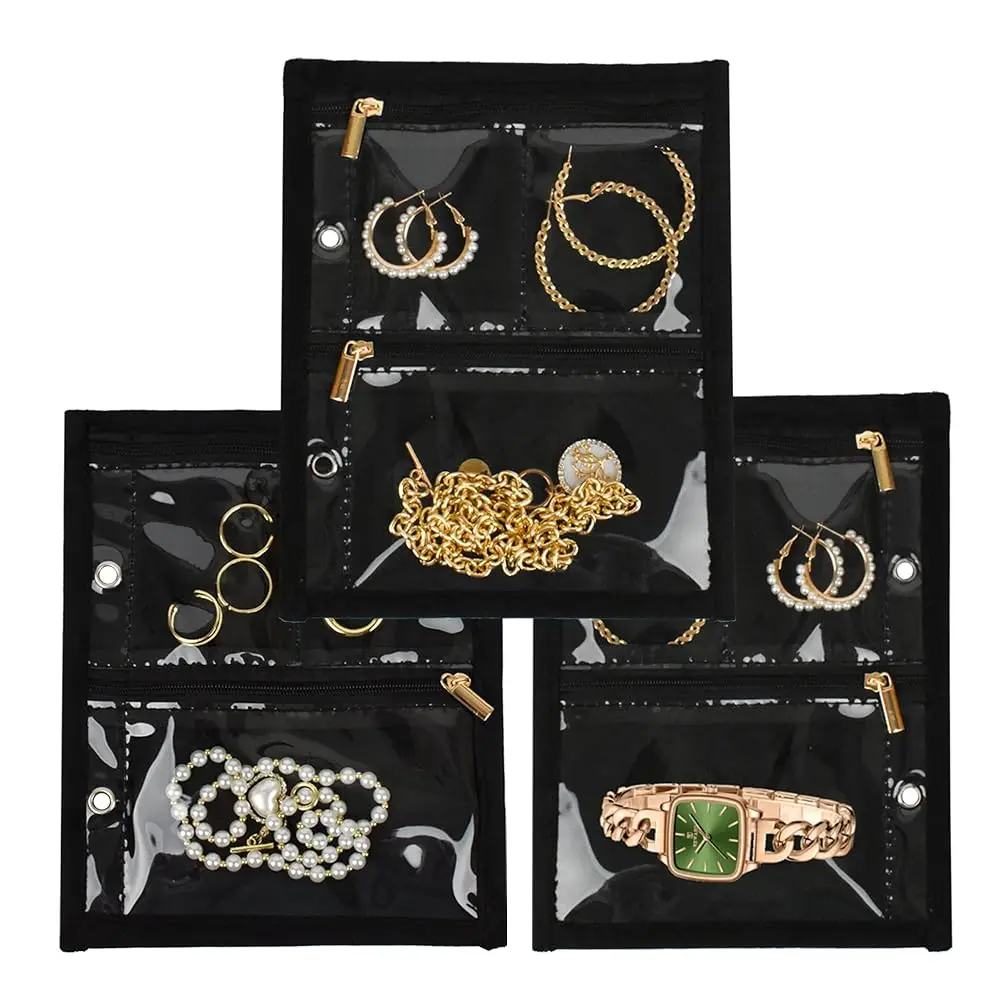 

Free ShippingFree ShippingTravel Jewelry Organizer Case,Jewelry Bags Jewelry Storage Book Binder with Clear Zipper Velvet Pouch