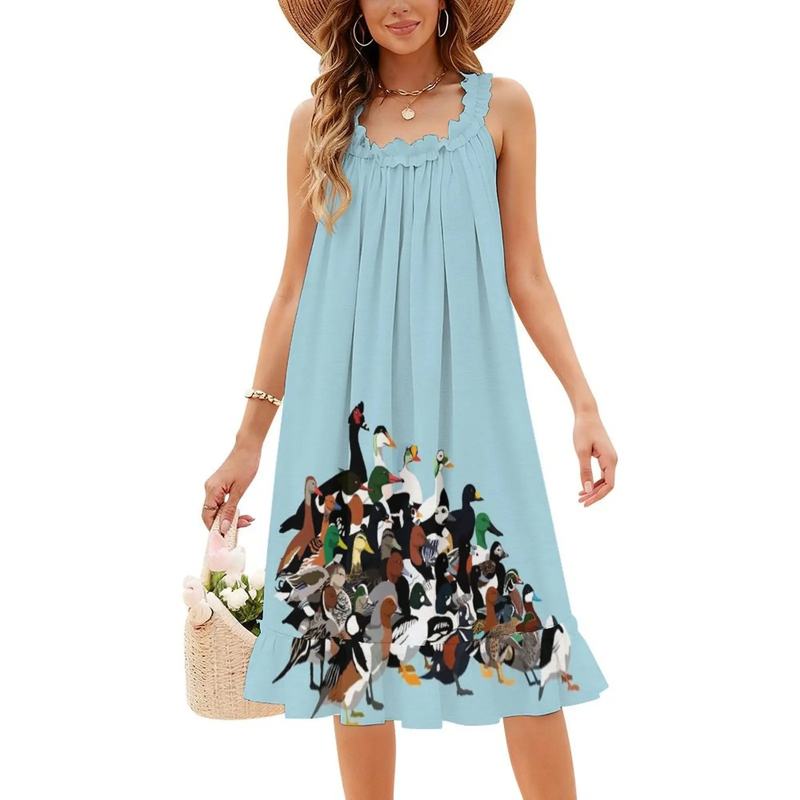 فستان قصير على طراز بطة أمريكا الشمالية للنساء على شكل حرف a فضفاض مناسب فستان يوم غير رسمي على شكل بطة الطيور Merganser سكوتر الحيوان #4