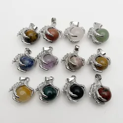 Fashion natural stone new Silver color loong Claw pendant necklace Jewelry making charm accessories diy man gift 12pc wholesale