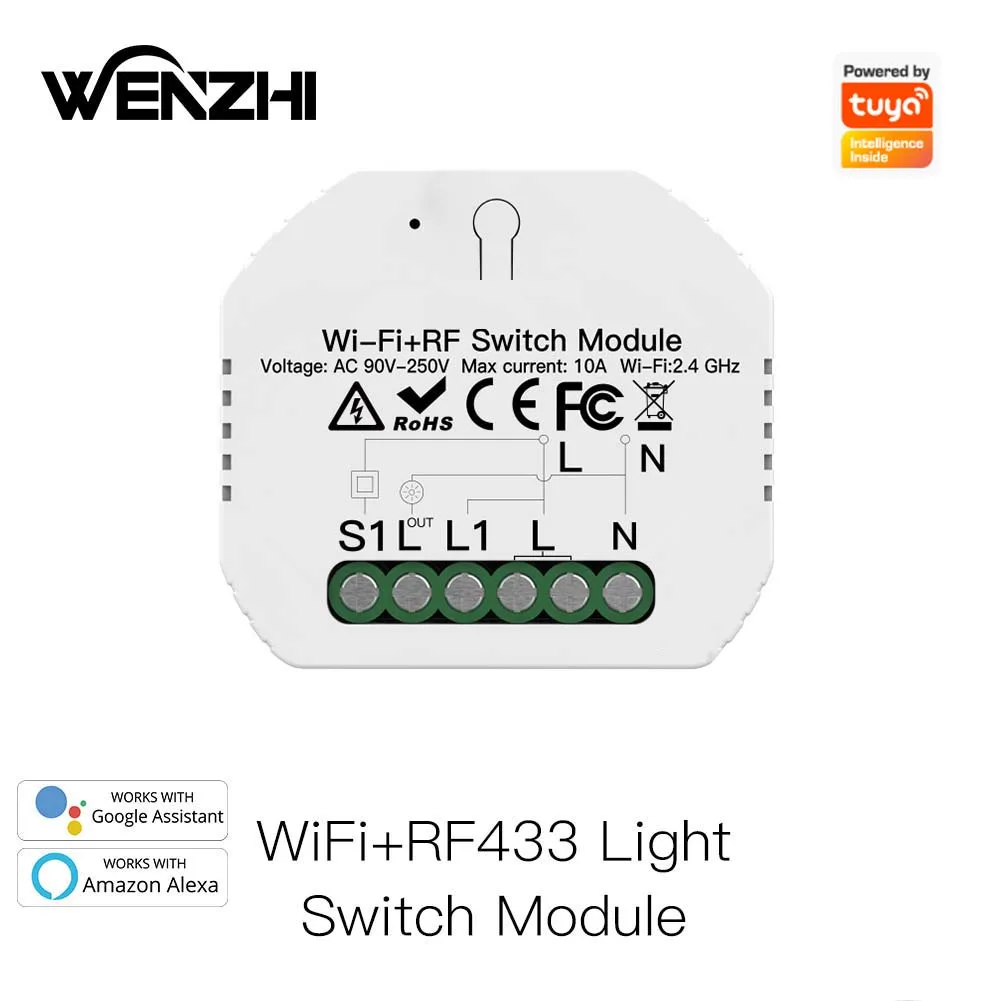 

Light Switch Module Wifi RF 433 Mhz Timer Automation Remote Control Smart Life/Tuya App Works With Alexa Google Home Assistant