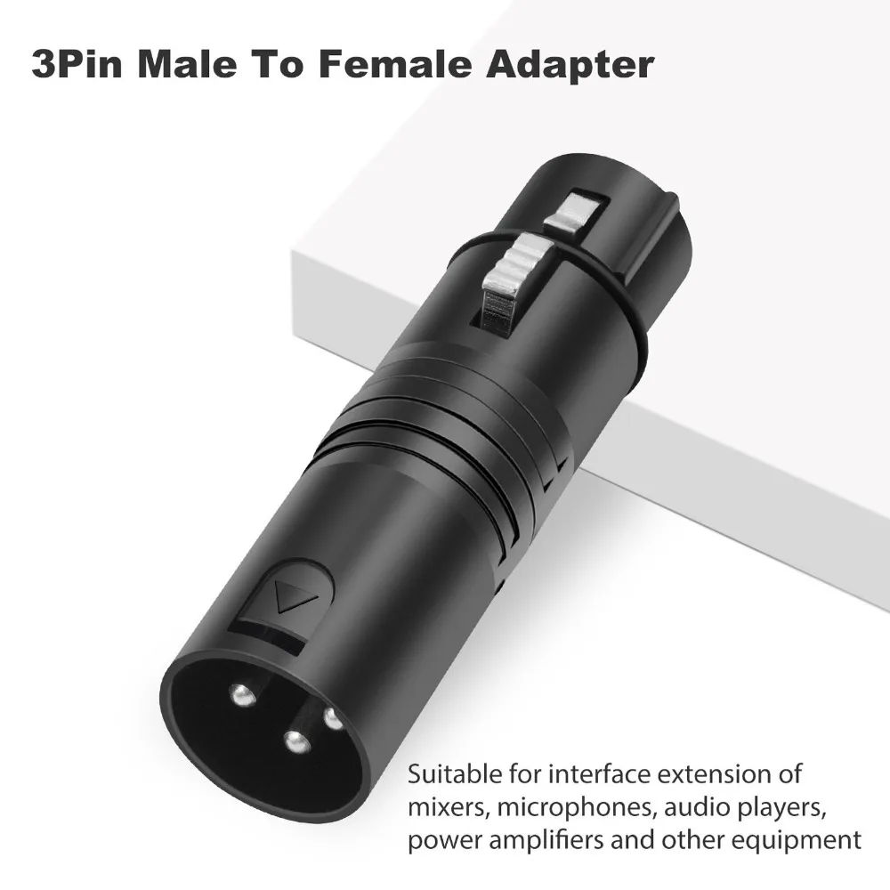1 Pair 1 Male to Male + 1 Male to Female Connector 3 Pin XLR Connector Adapter Plug and Play Balanced Audio Coupler