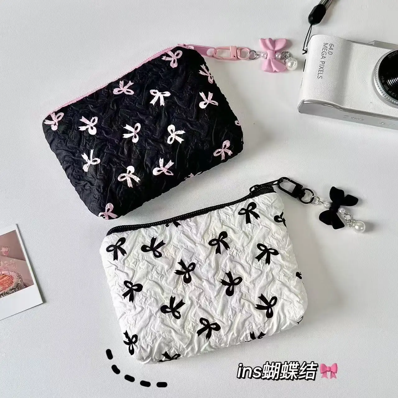 الكورية نمط جديد حقيبة صغيرة جديدة القوس محفظة نسائية للعملات المعدنية فتاة سعة كبيرة بطاقة CCD حقيبة التخزين أحمر الشفاه حقيبة مستحضرات التجميل حقيبة سماعة الرأس #2