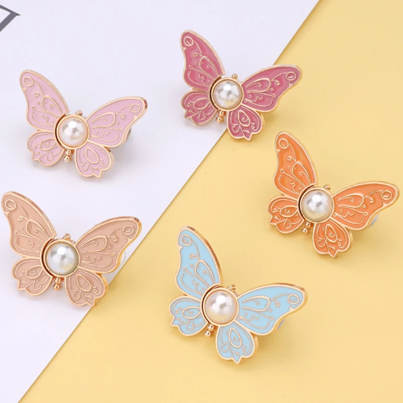 1Pair Adjustable Butterfly Waist Button for Tighting Waistline of Pants Jeans Skirts Waist Reduce Buckles No Sewing Required