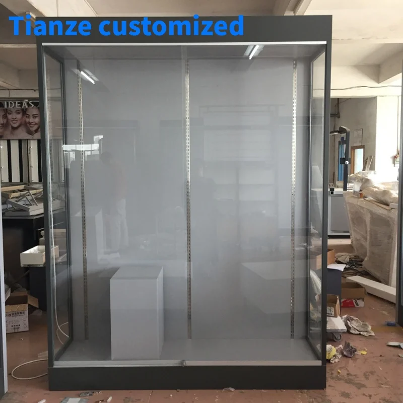 [Customized]new design jewelry shop furniture wall mounted glass cabinet display with locks jewelry kiosk shop mall