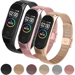 Correa de Metal milanesa para Xiaomi Mi Band 6, 5, 4 y 3, accesorios para reloj inteligente Mi Band 4 y 3