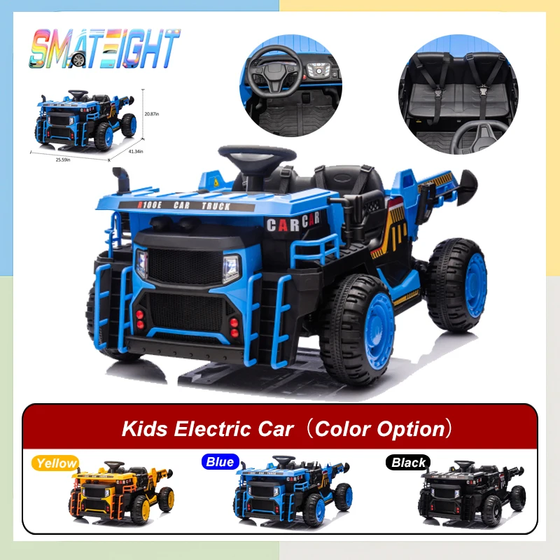 Coche eléctrico de 24V y 2 plazas para niños con Control remoto, Motor de 400W, cama con volquete electrónico, luces LED, Bluetooth, MP3, USB, juguete musical para niños
