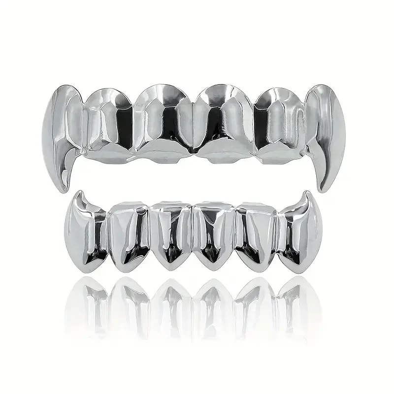 مجموعة عصرية ناعمة بستة أسنان حادة على شكل أسنان هيب هوب، مجوهرات، مسرح، حفلة، ملهى ليلي، دعامة الهالوين للارتداء