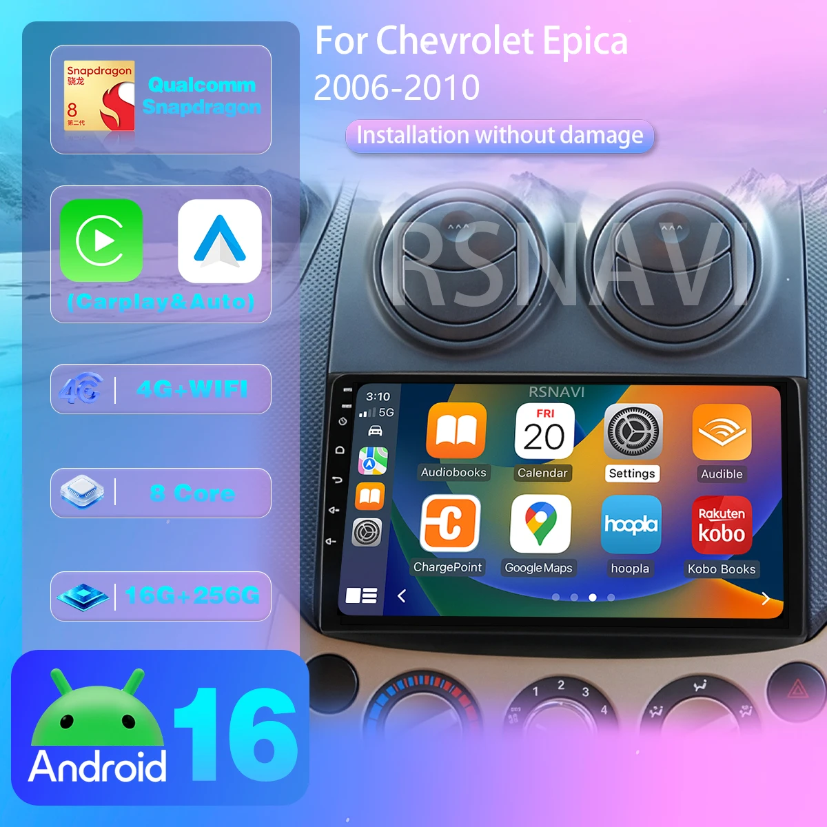 Android 16 Carplay Auto Qualcomm Radio Player For Chevrolet Epica 2006-2011 GPS Stereo DSP Navigation Snapdragon QLED Screen