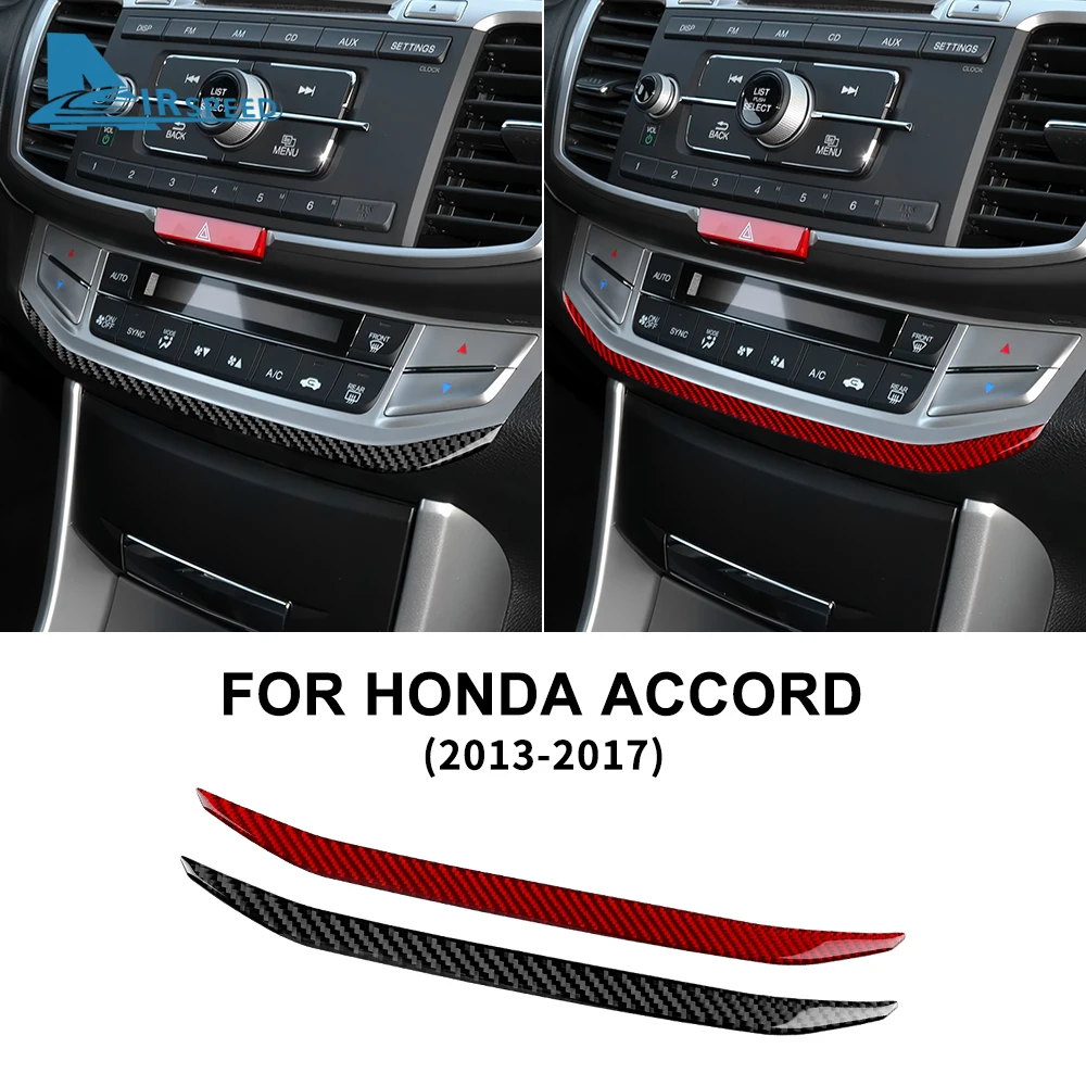 

Real Soft Carbon Fiber Sticker For Honda Accord 2013 2014 2015 2016 2017 LHD Car AC Switch Frame Interior Trim Accessories