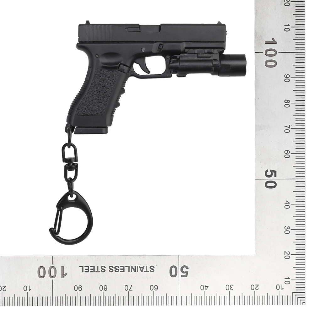 Glock G17-Black Mini Gun Keychain 1:4 Miniature Gun Shape Pistol Keyring Pendant Ornament Gift for Army Fan Model Collection