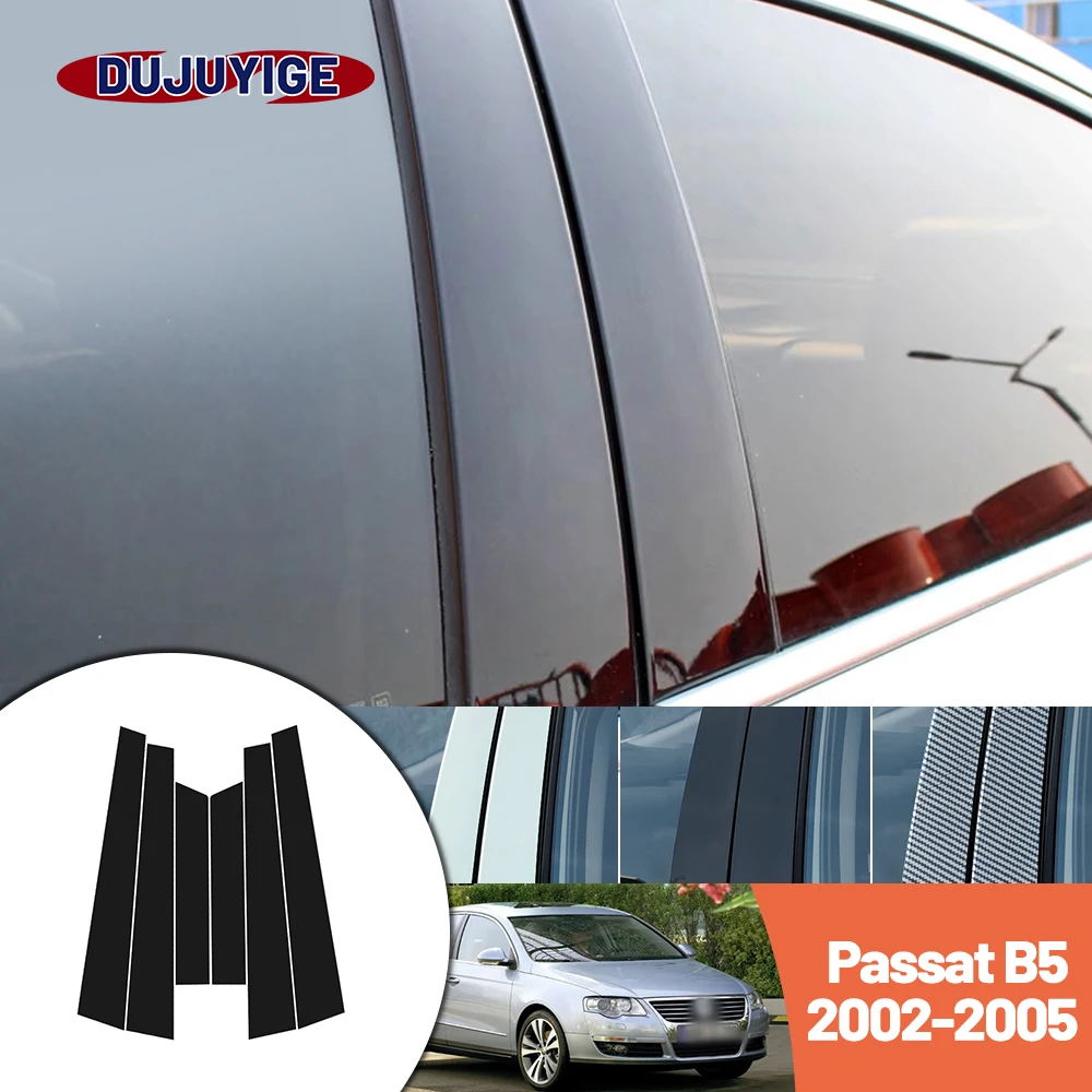 

Bright black carbon fiber door and window B C Pillar sticker suitable For Volkswagen Passat B5 2002-2005 2003 2004