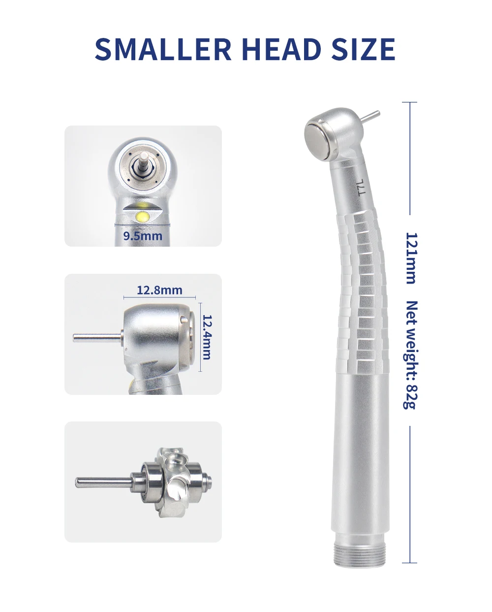 Dental LED High Speed Handpiece T7L Zero Retraction 4 Water Spray Push Button 2/4 Holes Air Turbine Handpiece for Dental Clinic