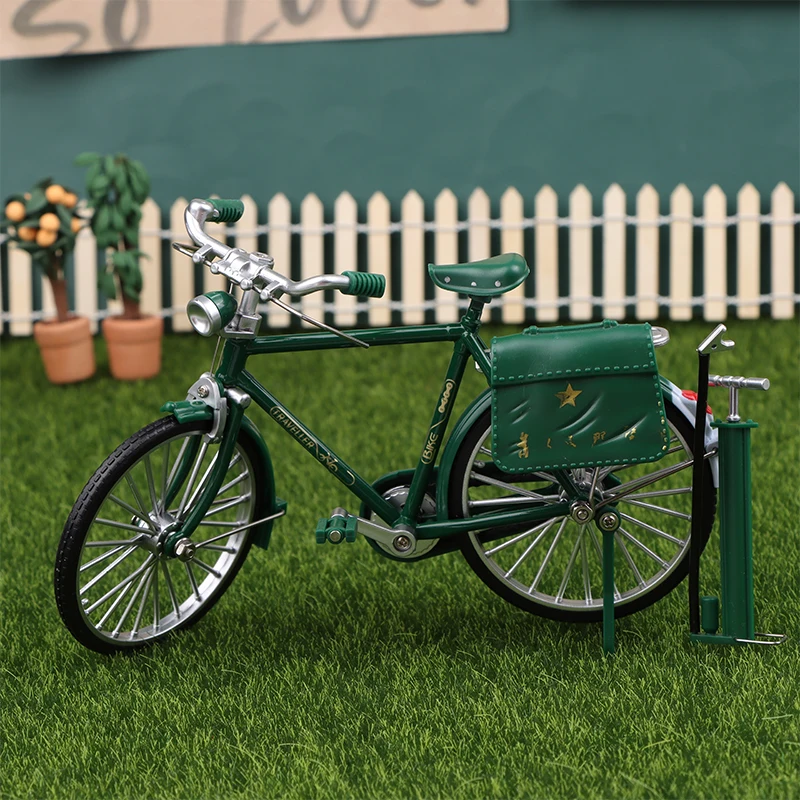 1:10 Model Mini Retro Alloy Bicycle Diecast Mountain Metal Bike With Inflation Pump Simulation Collection Gifts Toys for Boys