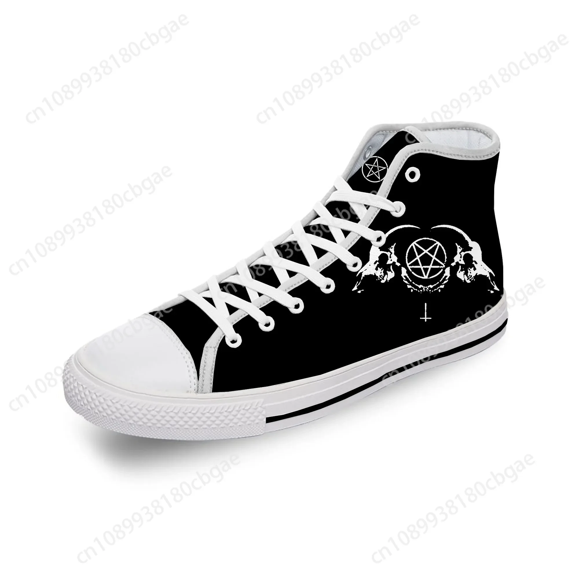 

Hot Pentagram Gothic Demon Satan Satanic White Cloth 3D Print High Top Canvas Shoes Men Women Lightweight Breathable Sneakers