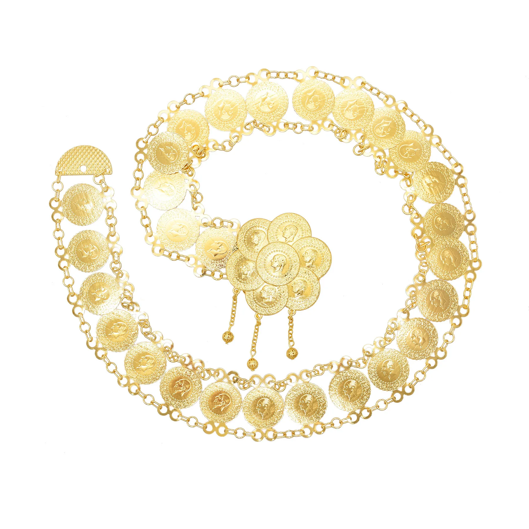 فاخر الذهب اللون طبقة واحدة عملة حزام الخصر البطن سلاسل أنيقة العربية الهند العرقية العروس حفل زفاف مجوهرات للجسم الإكسسوار #6