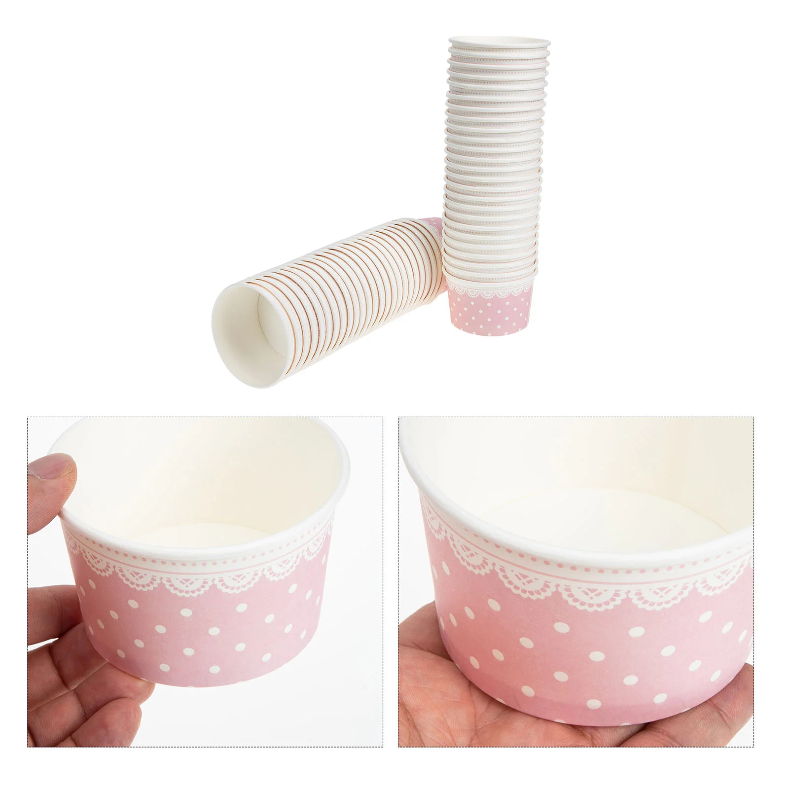 

50 Pcs Ice Cream Paper Bowls Disposable Dessert Cups Multipurpose Sundae Container Yogurt Bowl For Home Hotel Cafe Party