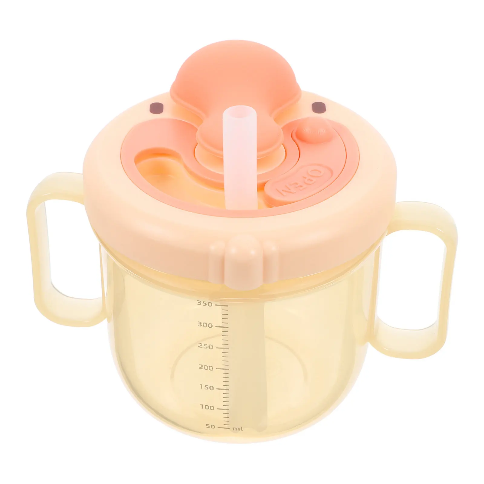 

Silicone Spill Proof Sippy Cup with Built-in Straw and Measurement Markings for Toddlers Elderly Dysphagia Care Pink