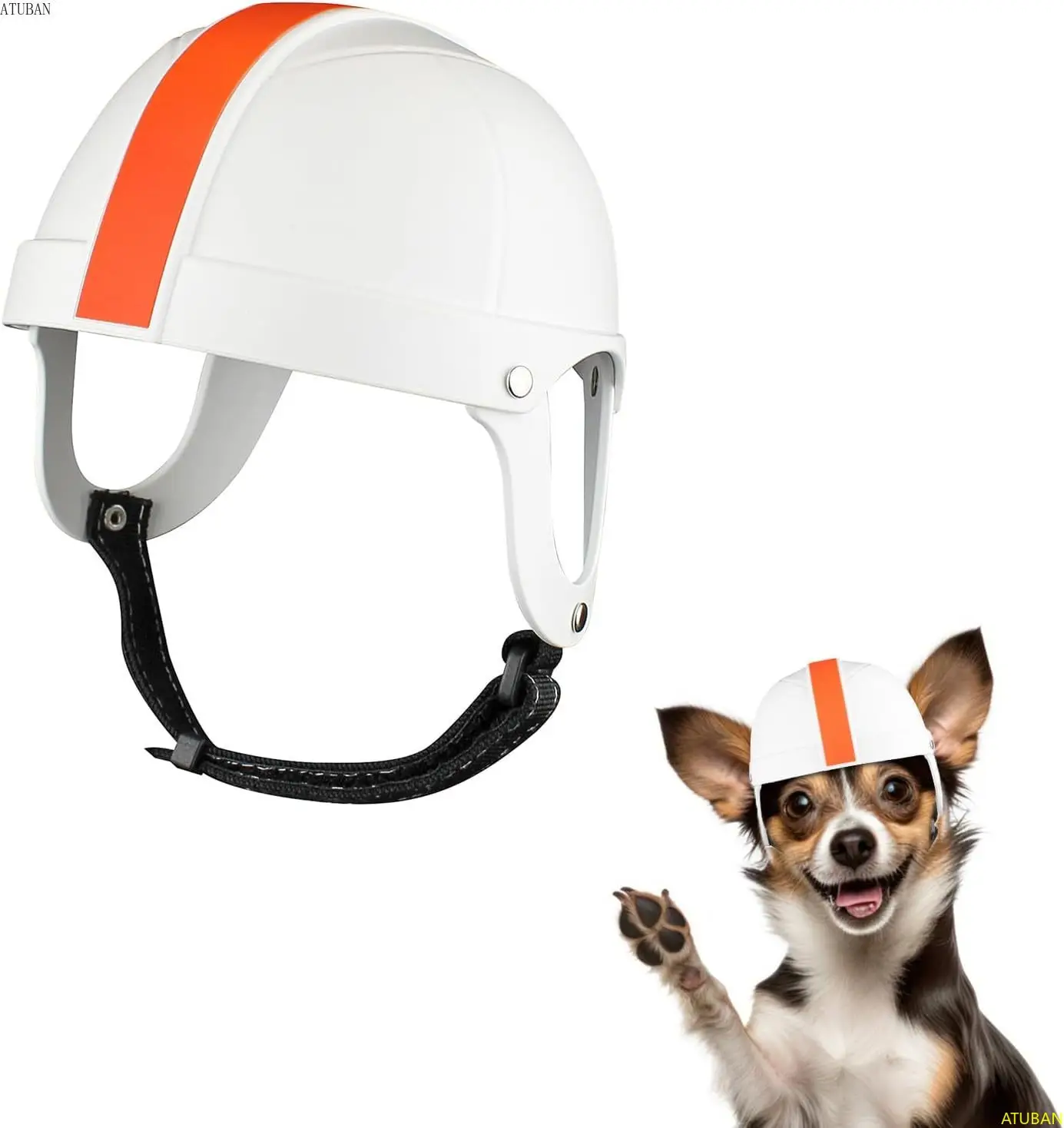 ATUBAN Dog Helmet Motorcycle Pet Helmet for Small Dog Cat Hard Safety Cap with Adjustable Belt Head Protection for Puppy Riding