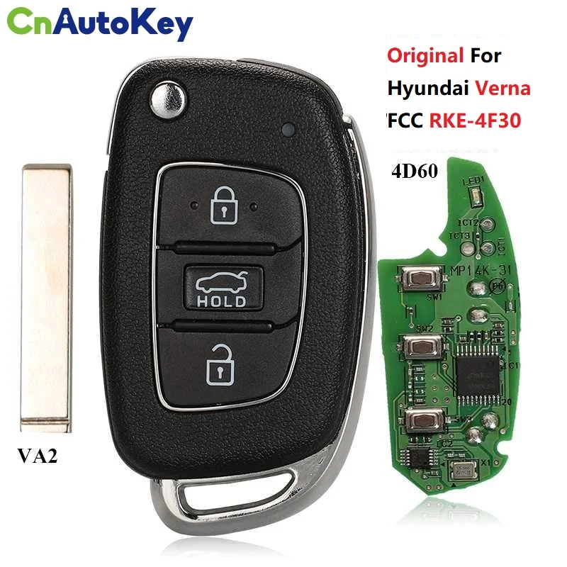 CN020186 OEM  For Hyundai Verna RKE-4F30 Remote Flip Car Key Control 433.95/434Mhz 4D60 Chip 2015DJ2837 Factory 3 Button