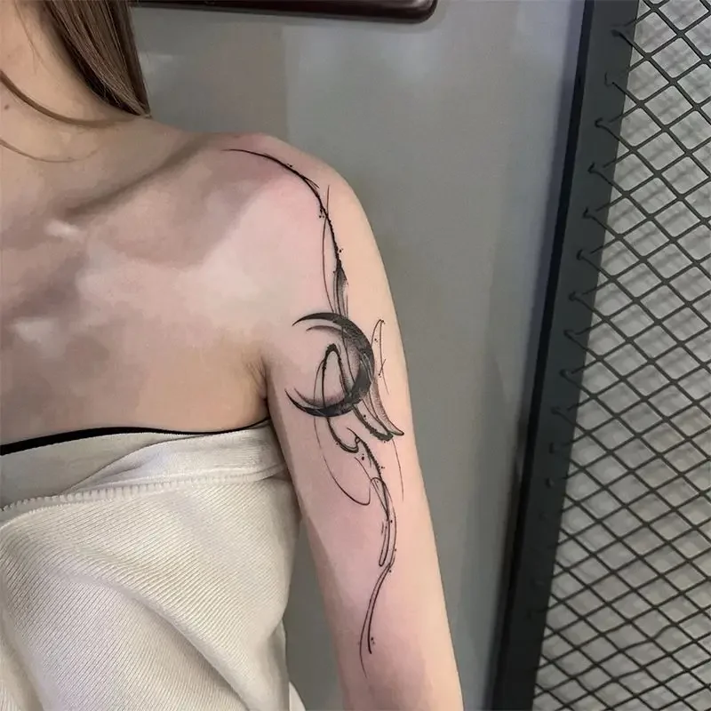 Tatuajes temporales de mariposa a base de hierbas para mujer, tatuaje falso de brazo, flor, luna, arte impermeable, tatuaje Sexy, pegatinas duraderas para Festival