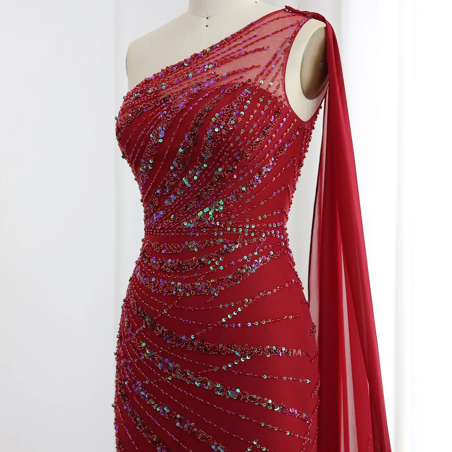 Sharon Said Luxuriöses, federbesetztes, türkisfarbenes, schulterfreies Meerjungfrauen-Abendkleid mit Cape, arabisches Ballkleid, Hochzeitskleid, SS498, maßgeschneidert – Detail 16