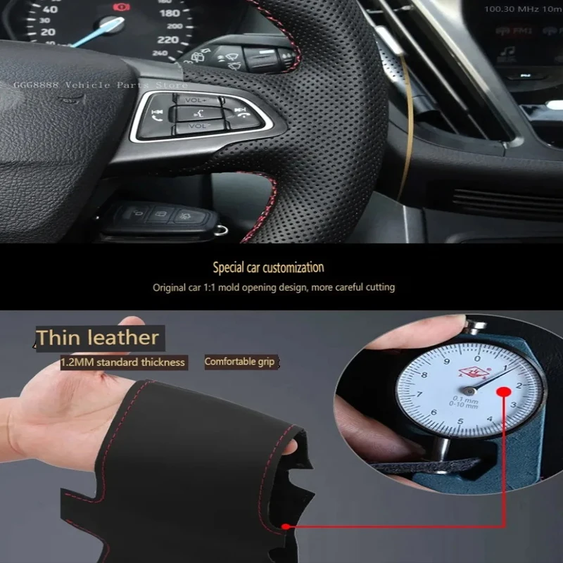 Suede Microfiber Leather Hand Stitched Steering Wheel Cover for Ford Fusion Mondeo 2013 2014 EDGE 2015 2016 DIY Sew Wrap