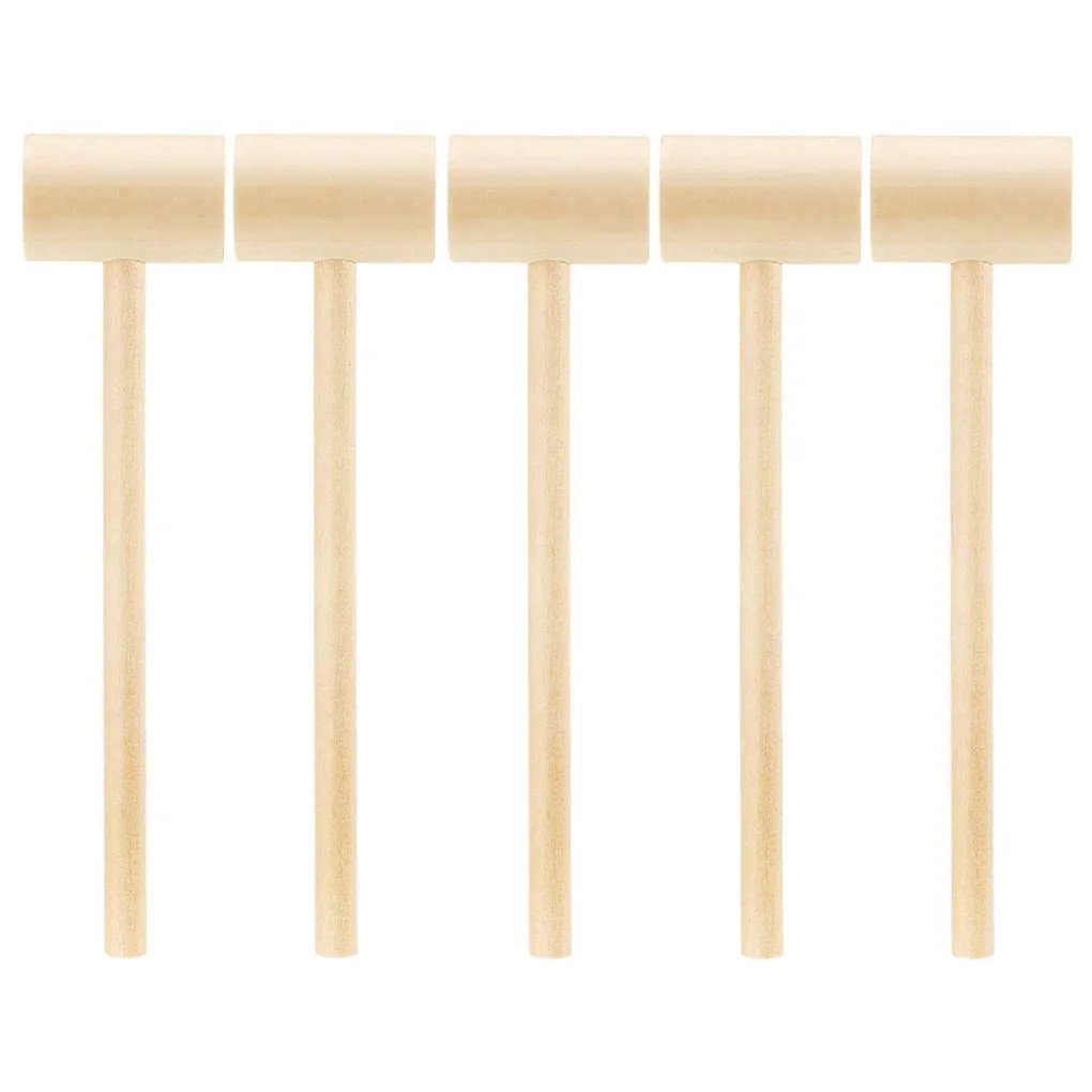 10pcs Mini Nut Foods Hammers Wooden Seafood Shell Mallets Cracking DIY Children Pounding Toys