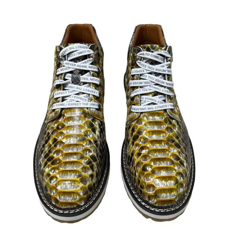 

2025 new arrival Fashion Snake skin causal shoes men,male Genuine leather sneakers pdd475