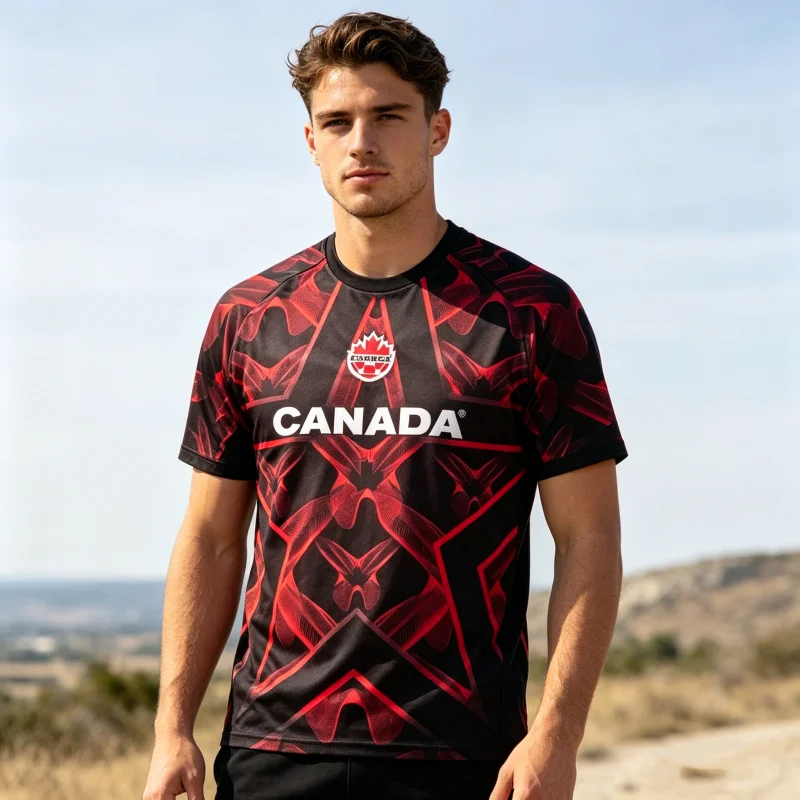 Kanada-Fußballtrikot, sportliches Freizeit-T-Shirt, atmungsaktiv, schnell trocknend, elastisch, tägliches Trainings-Top für die ganze Familie, passende Kinder-Tops, T-Shirts