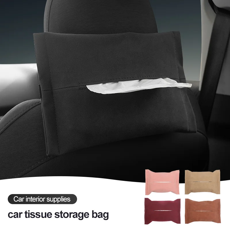 1Pcs Car Tissue Box Suede Storage Bag For  M Coope r Country man CLUB Seat Back Tissue Bag Elastic Band Multifunctional