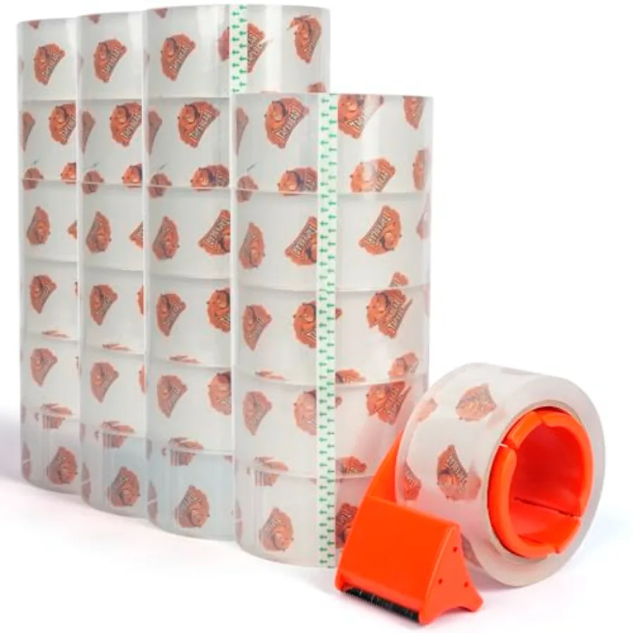 

Упаковочная лента в рулонах (24 шт.) с диспенсером, толщина 2,7 мил, 1,88 дюйма x 55 ярдов, для хранения и упаковки, 12 рулонов, сверхпрочная, прозрачная, самоклеящаяся