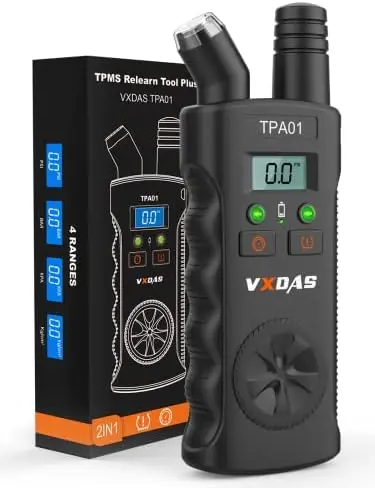 

VXDAS TPA01: Инструмент для перепрограммирования TPMS и цифровой манометр 150PSI — 2-в-1 для GM, Buick, Chevy, Cadillac, Opel — Быстрая перезагрузка за 2 минуты