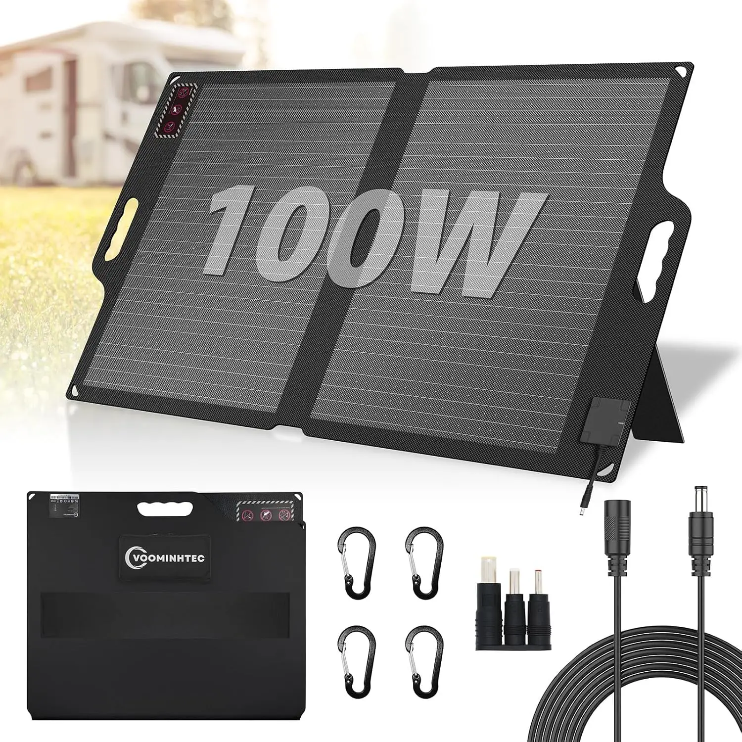

100W Foldable Solar Panel with QC3.0 USB-A & Type-C Output for Power Stations, RV Camping