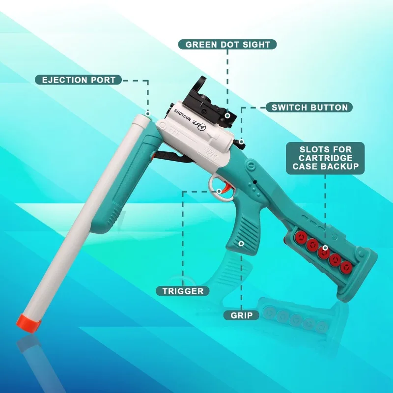 Schuimblaster met dubbele cilinder en schaaruitwerping 2-in-1 Ideaal cadeau voor kinderen vanaf 14 jaar