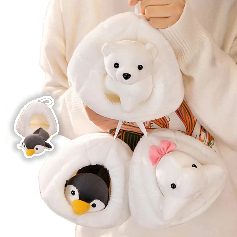 20cm Kawaii Polar Bear Penguin Whale In White Snow Nest Stuffed Toy Small Animal Funny Decor Girls Birthday Gifts Home Party