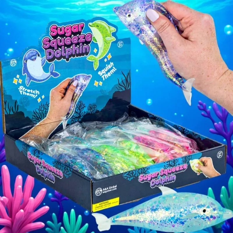 Ocean Animal TPR Dolphin Malt Sugar Squishy Toy Soft Squeeze Fidget Stress Relief Toy for Adults Teens Desk Party Novelty Gift