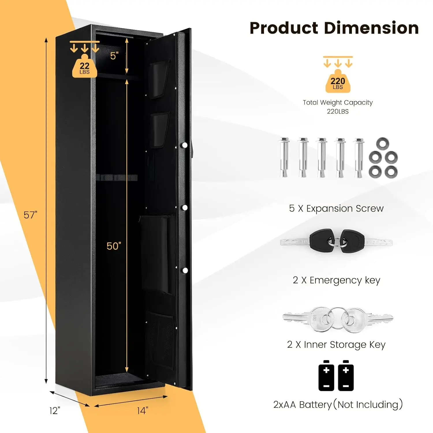 آمن للبندقية والبندقية، خزانة بكلمة مرور رقمية مجمعة مع رف قابل للإزالة وصندوق علوي قابل للقفل، خزائن مسدس شديدة التحمل لـ Long Gu