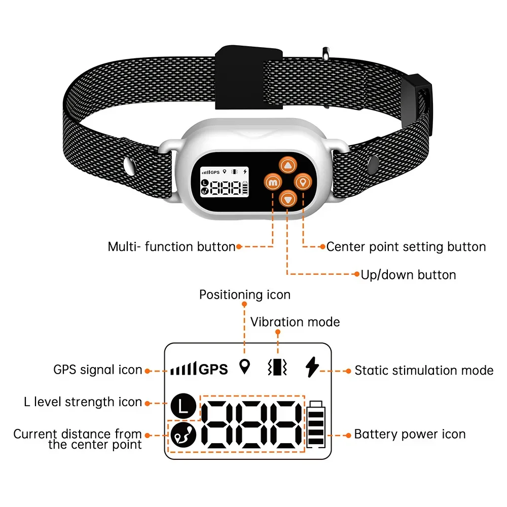 

New Invisible GPS Wireless Dog Fence, Smart Outdoor Dog Electronic Fence System, Beep Vibration Shock Trainning Collar for Dogs