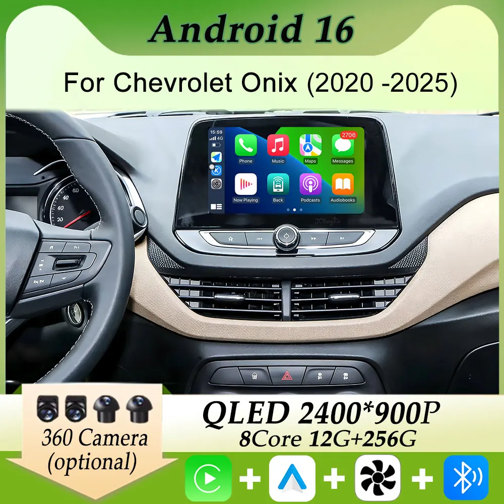 For Chevrolet Onix 2020 - 2025 Car Radio Multimedia Player Carplay Android GPS Navigation Split Screen HD Screen DSP Stereo WIFI